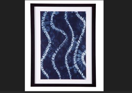 BLUE/WHITE ABSTRACT FRAMED ARTWORK