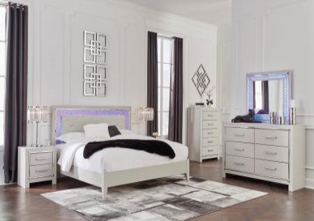 ASHLEY DRESSER, MIRROR WITH LIGHTS, AND CHEST