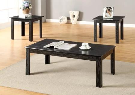 3PC BLACK PARQUET OCCASIONAL TABLE SET