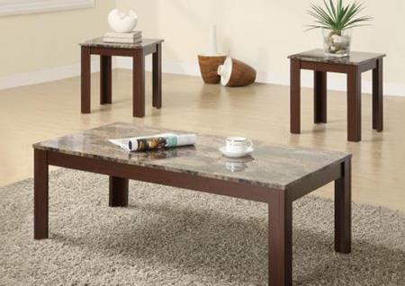 3PC COFFEE TABLE SET -FUAX MARBLE BROWN PROMO
