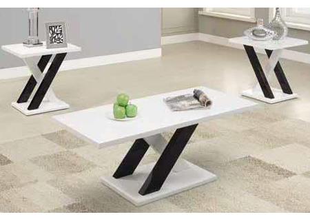 3PC COFFEE TABLE SET -WHITE AND BLACK