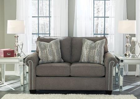 RTO-ASHLEY 2PC GILMAIN CHARCOAL SOFA & LOVESEAT