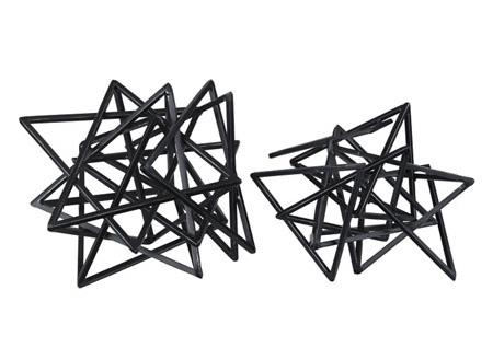 2PC BLACK TRIANGULAR SCULPTURES