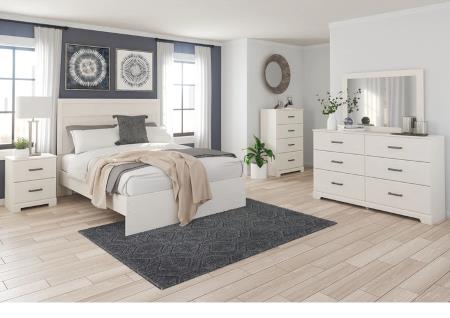 STELSIE 4PC WHITE QUEEN BED & NIGHTSTAND