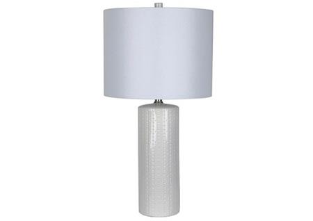 1PC ASHLEY BEDSIDE LAMP - WHITE ON WHITE