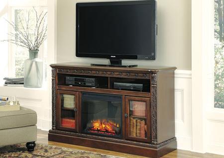 ASHLEY 60" WIDE FIREPLACE TV STAND WITH FIRE LOG BOX