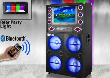 4X12'' BLUETOOTH LED SPEAKER WITH 19" SCREEN & DVD PLAYER.